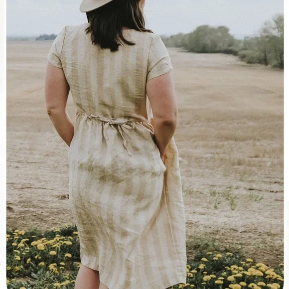 Pyne and Smith Biscuit Stripe Linen Dress - Picture 7 of 7